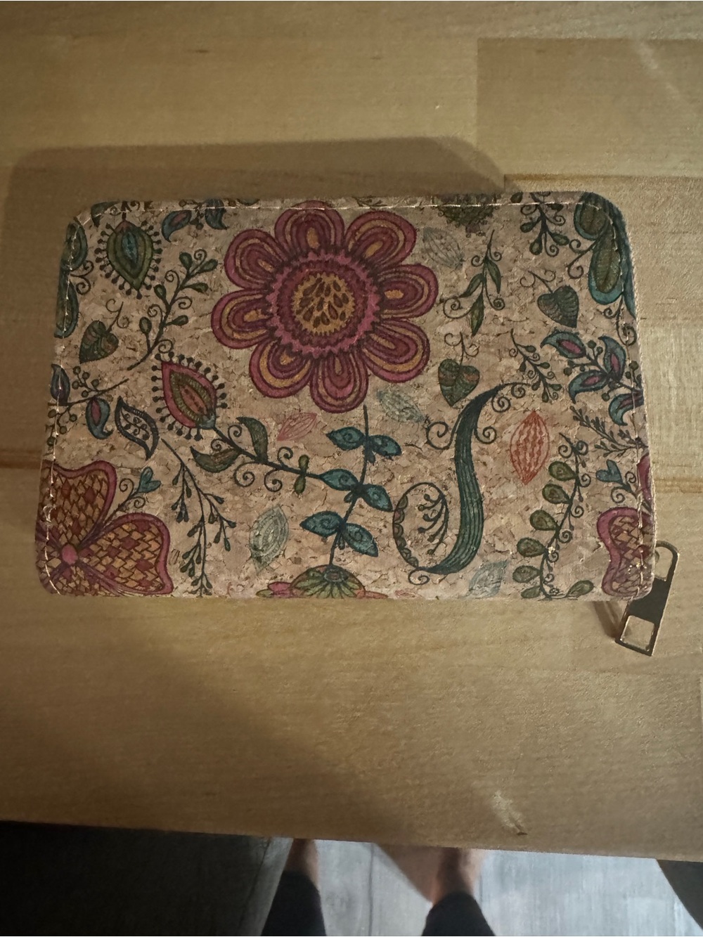 Floral Cork Zip Wallet - Pink & Multicolor